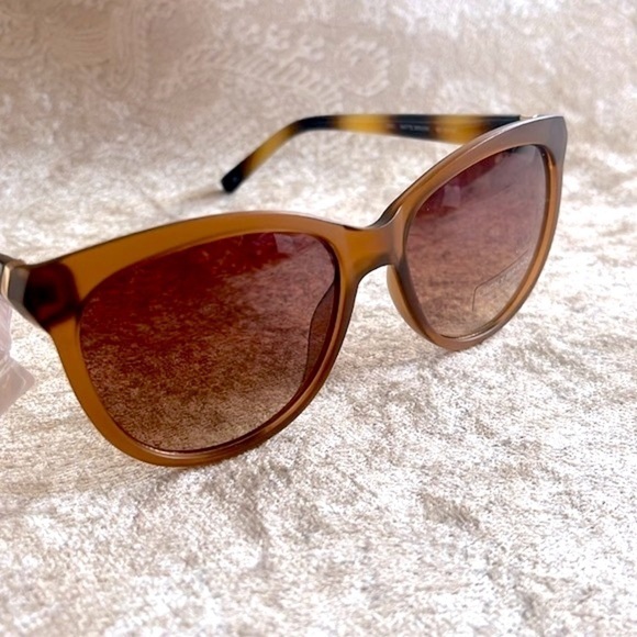 Brand New Lucky Brand Matte Brown Tortoise Round Cat Eye Sunglasses - Picture 13 of 15